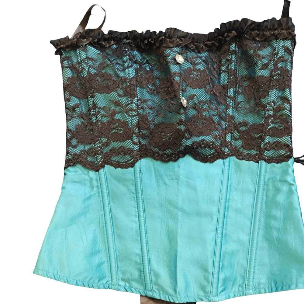 Teal and Black Lace Corset